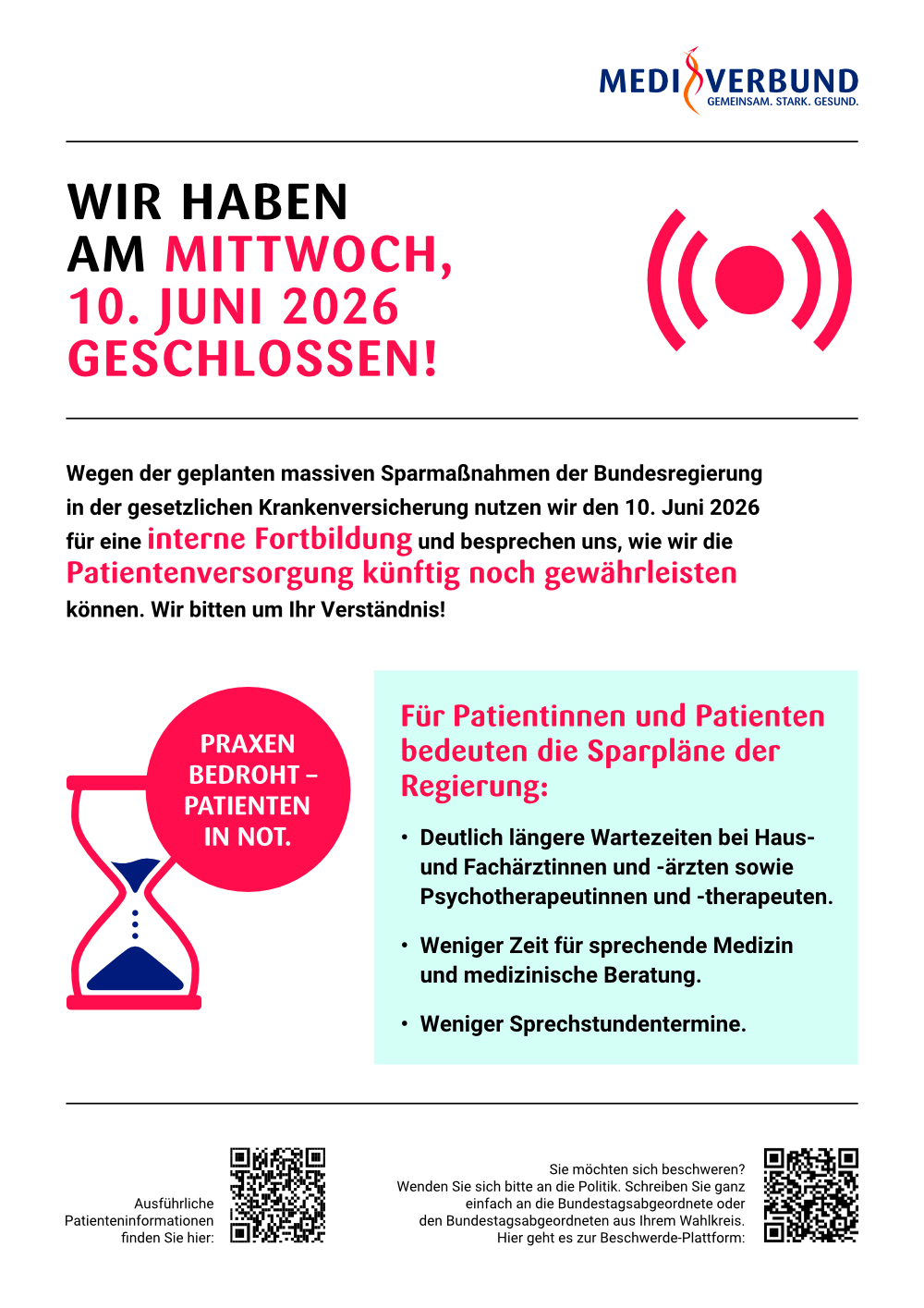 Wir haben am 10. Juni geschlossen!